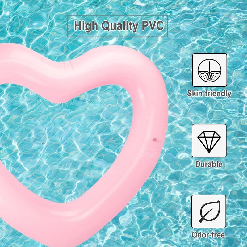 Blublu Park Inflatable Heart Pool Float, Sweet Love Swim Rings Float Loungers Tube for Summer Water Fun Beach Party Toys for Kids, Adults - Image 3